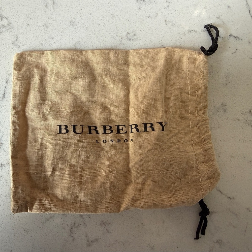 Burberry Tan Canvas Drawstring Dust Bag with Black Logo